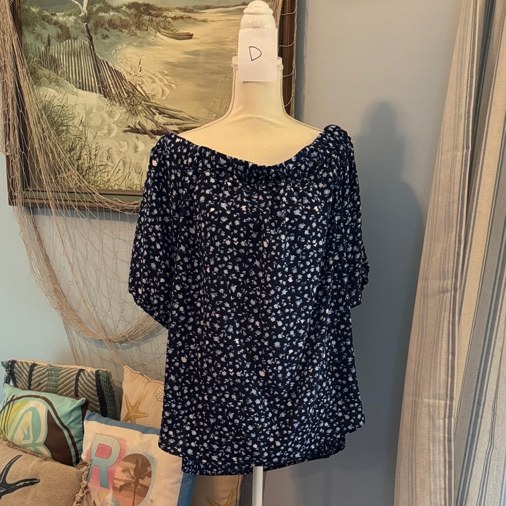 Michael Kors Navy Floral Blouse